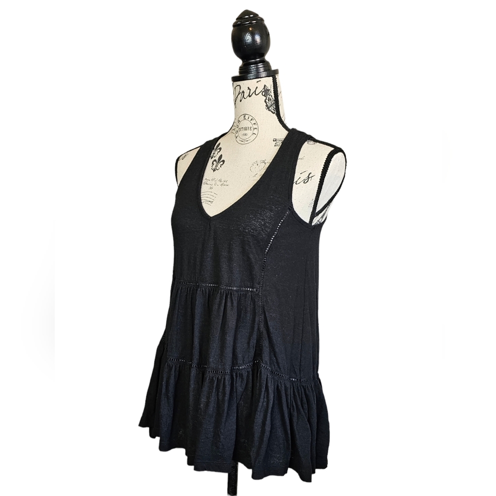 Anthropologie Malaga V-neck Black Tiered Tunic Size XS - Picture 3 of 13